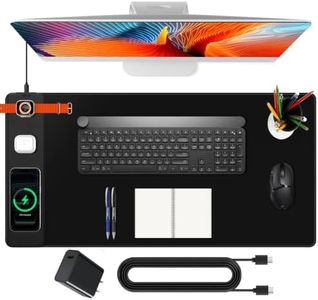 Mouse Pad with Magnetic Wireless Charging, Large Desk Mat, Non-Slip Mouse Mat, Keyboard Pad for Gaming, Desk, Office, PC (The Left Charging-Black with 20W PD Charger)