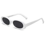 VANLINKER Polarized Retro Oval Sunglasses for Women and Men Small 90s Style VL9580, C6 White Frame/Grey Lens, Small