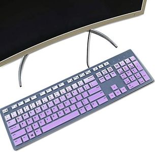 Keyboard Cover for KB216 Wired & Dell KM636 Wireless Keyboard/Dell Optiplex 5250 3050 3240 5460 7450 7050/ Dell Inspiron AIO 3475/3670/3477 All-in one Desktop Keyboard Skin, Ombre Pinkish Purple