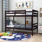 GORELAX Bunk Bed Twin Over Twin Size, Space Saving Wood Bed Frame w/Under Bed Storage, Ladder & Guardrail, Ideal for Dorm & Multichild Family, Bunk Bed for Kids, Teens, Sleepovers, Adults (Espresso)