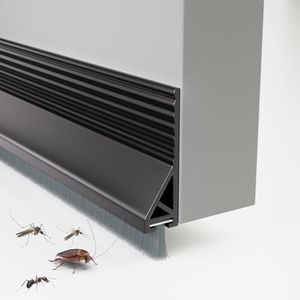 Door Draft Stopper with Brush, 39" Door Sweep for Bottom of Door, Self Adhesive Weather Stripping for Bottom of Door, Under Door Seal Dust/Noise/Hot or Cold Air Insulation, Black, 1 Pack