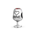 Sommelier Stem Red Wine Glass Drinker Goblet Cubic Zirconia Bead Charm For Women Sterling Silver For European Bracelet