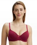 Jockey 1245 Women's Under-Wired Padded Super Combed Cotton Elastane Stretch Medium Coverage Multiway Styling T-Shirt Bra with Detachable Straps_Beet Red_36C