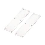 Door Finger Push Plate, Pack of 2 KAIISSA Fire Door Finger Plate/Push Plate 300 x 80mm Stainless Steel Brushed Plate Door/Bottom Door Protection with Holes and Screws - Square Corner