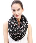 Lina & Lily Cat Print Women's Infinity Scarf Lightweight (Black)