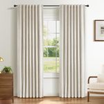 INOVADAY 100% Blackout Curtains for Bedroom 84 Inch Drop 2 Panels Thermal Insulated Curtains for Living Room, Back Tab Rod Pocket Cream Curtains with Coating Back Layer,50" W x 84" L