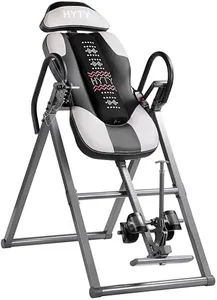 HYTY Health and Fitness IT200 Advanced Heat and Massage Inversion Table, Gray/Black, Folding Heavy Duty Inversion Table with Adjustable Headrest & Comfortable Ankle Holders, 300 Lbs