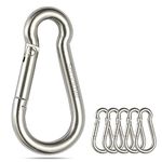 sprookber Stainless Steel Spring Snap Hook Carabiner - 304 Stainless Steel Clips, Set of 6