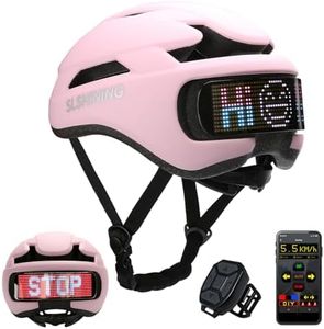 Bike Helmet for Adult Women, Bicycle Helmet with LED Display, Ebike Helmet for Woman, Remote and App, Cycling Helmets with Turn Signals, Rear Light, DIY Image, Womens Bike Helmets Fit 22-24in (Pink)