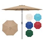 Simple Deluxe Patio Umbrella Outdoor, UV Protection Sunshade with Push Button Tilt/Crank and 8 Sturdy Ribs, for Table Garden Lawn Beach Pool, 9 FT, Tan