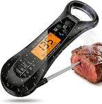 Instant Read Meat Thermometer for Cooking – Waterproof Digital Food Thermometer with Backlit LCD, Long Probe, Fast Accurate Kitchen Thermometer for BBQ, Grill, Candy & Oil (°C/°F)