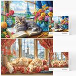 Jigsaw Puzzles 2 Pack 1000 Pieces - WISHDIAM Puzzles for Adults - Cats Funny Kitten Pets Animal Lovers Impossible Difficult Challenging Puzzles for Home Decor Birthday Party Gifts Toy for Men Women