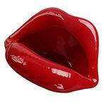 Wang-Data Creative Ceramic Cigarette Ashtrays with Lips Style Fashion Home Decorations（Dark Red）