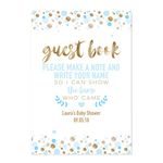 Gold Effect and Blue or Pink Personalised Baby Shower Table Sign To Place Next To Guest Book (BS18)