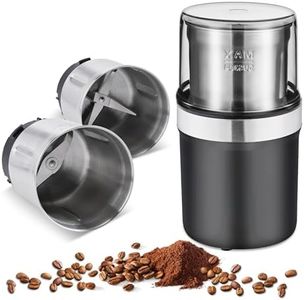 Congeowe Electric Coffee Grinder AU - 200W Removable Dry and Wet Grinder Cups, Spice Grinder Electric, Stainless Steel Blade for Beans, Garlic & Spices, Dishwasher Safe (100g Capacity)