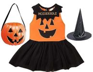 MODERNAZ Pumpkin dress for girls | unisex halloween pumpkin vegetable costume children fancy dress 2-10 yrs (Black and orange pumpkin, 4-5 years)