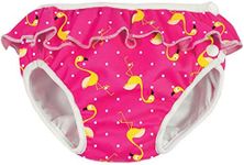 Imse Vimse Reusable Swim Diaper for Baby and Toddler Girls with Ruffle and Snaps (Pink Flamingo, L 20-26 lbs)