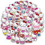 Kawaii Hello Kitty Stickers for Girl Water Bottle, 50pcs Cute Sanrio Cartoon Hellokitty Waterproof Vinyl Decal for Teen Kids Women Laptop Skateboard Phone Guitar Travel Case Bike