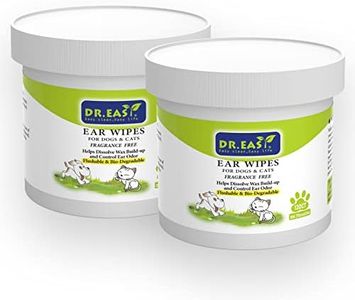 Dr.Easy 240ct Pet Ear Grooming Wipes for Dogs &Cats Fragrance Free，Helps Dissolve Wax Build-Up and Control Ear Odorflushable & Compostable，Stop Ear Itching Natural Cleansing (Pack of 2)