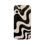 Black White Striped Swirl Lines Phone Case Compatible with iPhone 13 (NOT Pro) Retro Chic Wave Aesthetic Printing Soft Slim Full Camera Protective Glossy Never Faded Girls Women i13 Case 6.1"