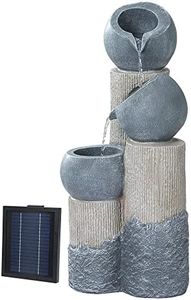 Gardeon Solar Water Fountain, 76cm Tall Feature Pump Bird Bath Powered Features Fountains Garden Outdoor Indoor Pond Decoration, 3 Tiers Birdbath LED Lights Multicoloured