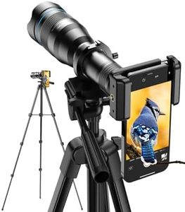 MIAO LAB High Power 60X HD Phone Telephoto Lens with 54" Extendable Tripod & Remote Shutter, Works with iPhone Samsung Pixel Android Any Smartphones
