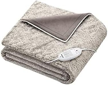 Beurer HD75 Cosy Nordic Electric Throw - Marl Taupe | Breathable faux fur Throw for Sofa and Bed | Heating Blanket with Ultra-Soft Fleece Fibres | Automatic Switch-Off | Machine-Washable | 180 x 130cm