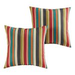 Greendale Home Fashions Outdoor 17-inch Square Throw Pillow, Set of 2, Adobe Stripe