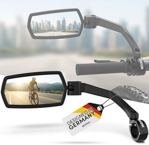 WITTKOP Bike mirror | Large HD field of vision | 360° rotatable & foldable | Mounting above & below | Break-proof & durable | ebike accessories, bike mirror handlebar mount, bicycle mirrors