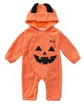 Toddler Baby Kids Romper Newborn Boys Girls Orange Devil Halloween Cosplay Jumpsuit One Piece Cute Hooded Onesie with Detachable Wings Funny My First Overall Bodysuit Outfit