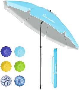 Grandekor ombrellone 200cm antivento ombrellone da spiaggia ombrellone da giardino, ombrellone da patio con presa a terra e palo girevole e copertura protettiva, Blu cielo rotondo protezione UV50+