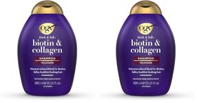 OGX Thick & Full + Biotin & Collagen Volumizing Shampoo for Thin Hair, Thickening Shampoo with Vitamin B7 & Hydrolyzed Wheat Protein, Paraben-Free, Sulfate-Free Surfactants, 385ml (Pack of 2)