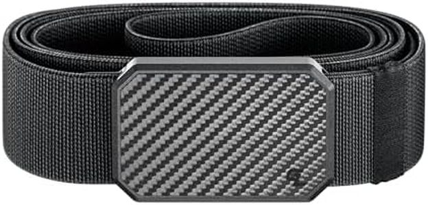 Groove Life Groove Belt Carbon Fiber/Black - Men's Stretch Nylon Belt with Magnetic Aluminum Buckle, Lifetime Coverage - Medium (33-36")