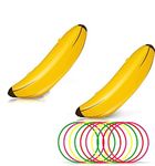 Bachelorette Party Favor Girls Night Out Party Games - Ring Toss Hoopla Games for Bachelorette Party Swimming Pool (Include 2 Pieces Inflatable Banana with 9 Pieces Plastic Toss Rings)