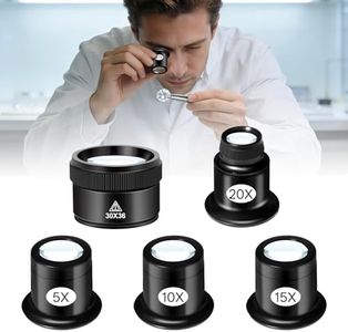 5 Pcs Jewelers Loupe Set, Portable Eye Magnifier with 5X 10X 15X 20X 30X36mm Glass Lens, Mini Monocular Magnifying Glasses for Jewelry Inspection, Watch Repair Tools, Circuit Inspection, Coins