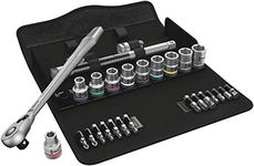 Wera 8100 SC 11 Zyklop Metal Ratchet 28 Piece Set with Switch Lever, 1/2-Inch Drive, Imperial, 28 Pieces, 4013288173973