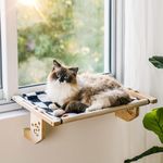 Sturdy Cat Window Perch Hammock Bed with Wood & Metal Frame for Cats Easy to Assemble for Windowsill, Bedside, Drawer and Cabinet More (Chessboard, M-22"x14.5"x6.7")