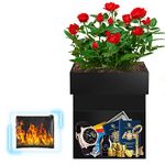 Sdstone Fireresistant Steel Flower Pot Diversion Safe with Fireproof Money Bag and Lock,Secret Hidden Safe Lock Box,Hiding The Valuables Inside Flower Pot’s False Bottom,Plants Not Include(Black)