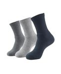 Jockey Men's Calf Length Sports Cotton Socks (Pack of 3) 7035_Black/Navy/Charcoal Mel_FREE SIZE