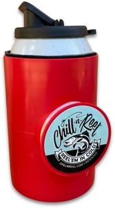 Chill-N-Reel Fishing Can Cooler | Perfect Camping Essentials, Boat Accessories, Kayak Accessories, and Lake Floats for Adults | Great Camper Must Haves | Fun Fishing Gift (Red & Spill Guard)