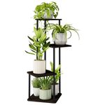 Bamworld 4 Tier Plant Stand Indoor, Small Metal Plant Shelf for Multiple Plants, Corner Flower Stand for Patio Garden Balcony Living Room Bedroom(Black), Black+Black, HTMYX-4T-Black