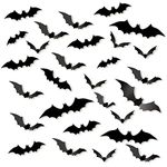 KUUQA 72 PCS 3D Bats Wall Sticker 3D Decorative Bats Decal Halloween Party Decoration DIY Supplies