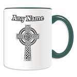 Personalised Gift - Celtic High Cross Mug (Religion Theistic Design Theme, Colour Options) - Any Name / Message on Your Unique - Magic Tarot Logo Mark Badge Symbol Tattoo Totem Emblem Decoration Fancy Gothic Punk Cultural God Goddess Witch Mage Wizard Warlock Sorcerer Angel Holy Heaven Solomon Vampire Occultism Mystery Jesus Christian Catholic Nimbus Confirmation Baptism Christening Communion Nativity Blessing Godfather Godmother Baby Infant Church Cathedral