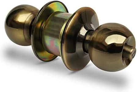 Plantex Bathroom Door Lock - Keyless Cylindrical Lock for Bathroom/Balcony/Tubular Door Knob/Handle (Brass Antique), Stainless Steel