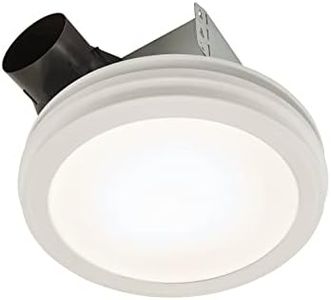 Broan-Nutone AER80LWH Decorative Ventilation Fan with Round Flat Panel LED Light in White, 0.8 Sones, 80 CFM