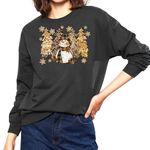 STARMAP Christmas Sweatshirt for Women Christmas Leopard Snowman Trees Graphic Tshirt Grey