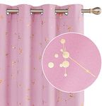 Deconovo Blackout Curtains 52 x 72 inch, Constellation Pattern Foil Printed Curtain, Grommet Thermal Insulated Window Drapes for Bedroom, Pink, 2 Panels