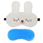 Jenna™ Cute Fur Sleeping Eye Shade Mask Cover for Insomnia, Meditation, Puffy Eyes and Dark Circles Bunny White Gel
