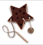 DEAL NUT Wooden Lacing Toy for Toddlers,Threading Toy Kids Travel Road Trip Games Educational Learning Motor Skills Montessori Toys, Activity Toys (Star, Brown)