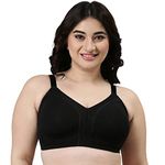 Enamor Women's Nylon Blend Non Padded Wire Free Full Coverage Smooth Contour Lift Bra with 3-Section Cups Support- F097(F097-Black-42D)